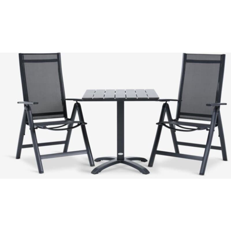 Baštenski set HOBRO D70 sto + 2 DOMMA stolice, sklopivo, crno