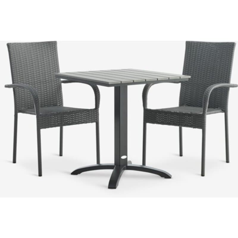 HOBRO D70 baštenski sto + 2 GUDHJEM stolice, siva - bistro garnitura za 2 osobe