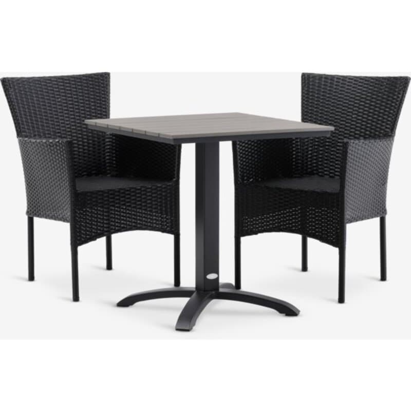 Baštenski set HOBRO D70 sto siva + 2 AIDT stolice crna