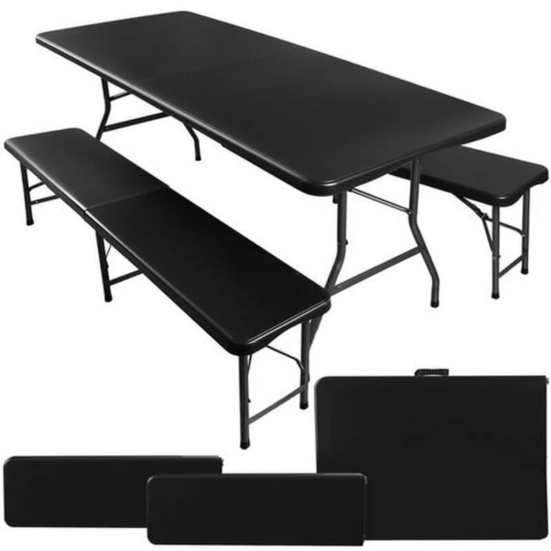 Gardlov Sklopivi Baštenski Sto sa Klupama 180cm, Crni
