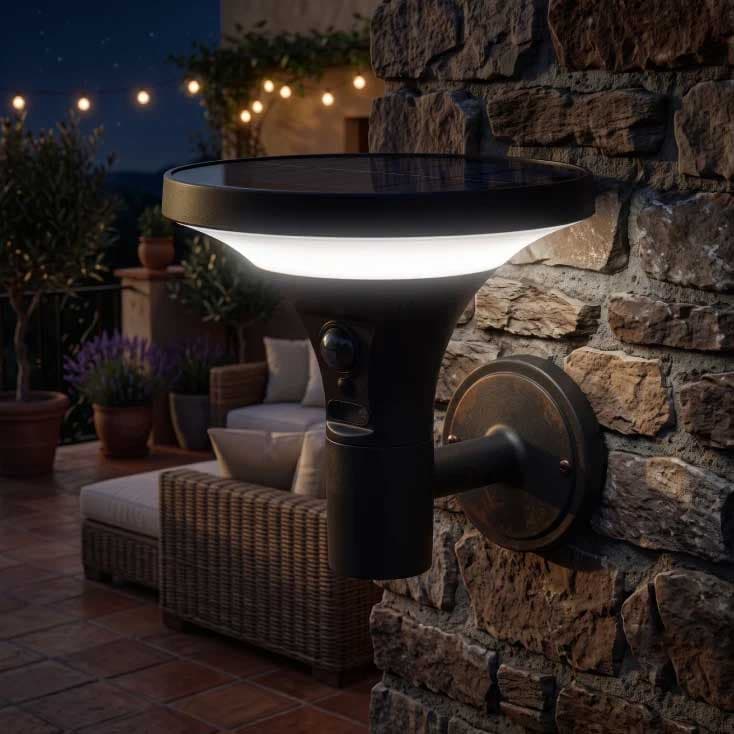 Solarna zidna lampa sa senzorom pokreta 3.8W 500lm crna