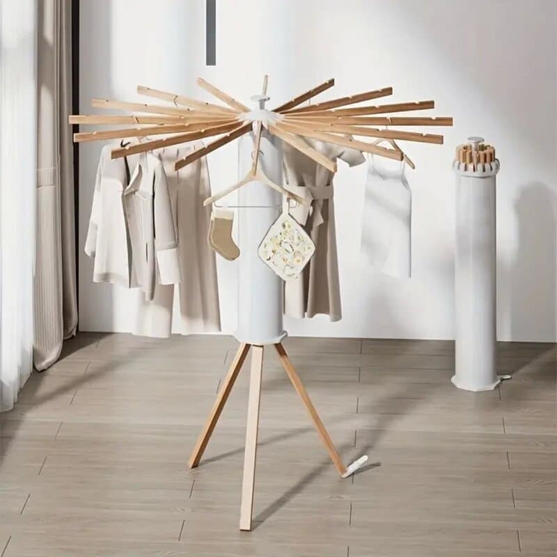 SuperHome Stojeća Sklopiva Sušilica za Veš Bambus KBM-001, 112 x 112 cm