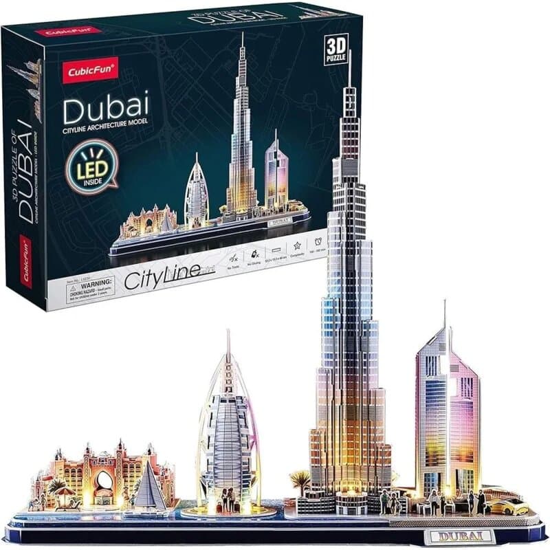 CubicFun 3D puzzla sa LED osvetljenjem Dubai Cityline, 182 dela