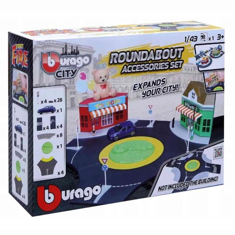 Burago City Set za igru – kružni tok sa automobilom 1:43