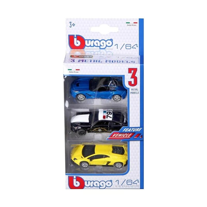Burago Autići 3-Pack, Razmera 1:64