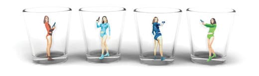 Kikkerland Čaše za kratka pića Gun Girl, set od 4 GL04