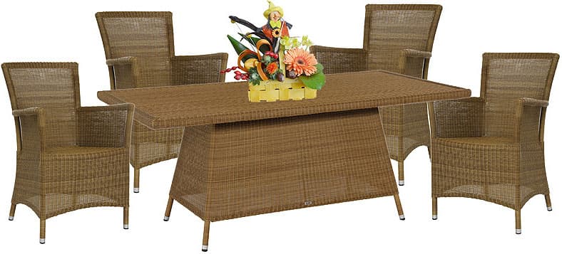 Garnitura Od PP Ratana Lucrezia Cedar Brown 4 Fotelje + Sto