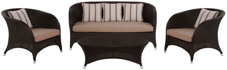 Lounge Set Las Vegas Dark Brown - 2 Fotelje + Dvosed + Sto + Jastuci