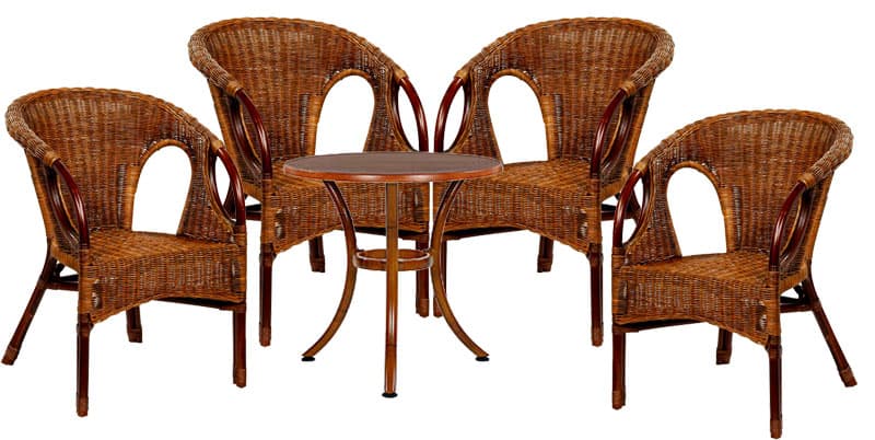 Garnitura Swan Prirodni Ratan 4 Fotelje + Sto