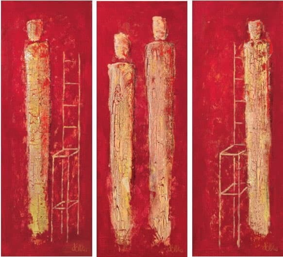 Triptih u crvenom 25 x 70 cm