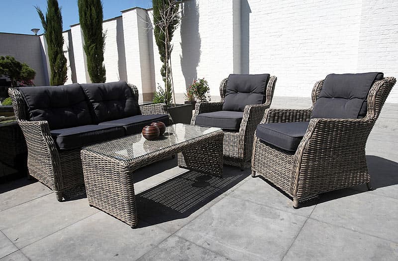 Ratan Garnitura Salerno - 2 Fotelje, Dvosed i Sto sa staklom