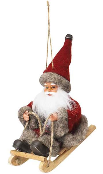 Novogodišnji ukras Deda Mraz na sankama V20cm