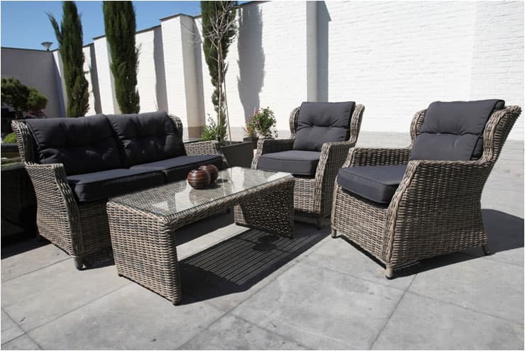 Ratan Garnitura Salerno II - 2 Fotelje, Dvosed i Sto sa staklom