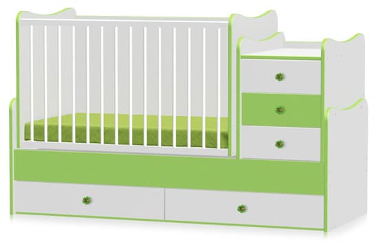 Lorelli Drveni krevetac za bebu Maxi Plus White Green