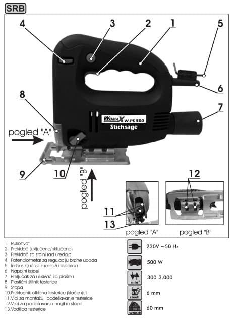 Ubodna testera W-PS 500/1 73050000