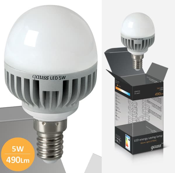 Štedljive LED sijalice 2 kom. Gauss E14 5W 220V 2700K EB105101105