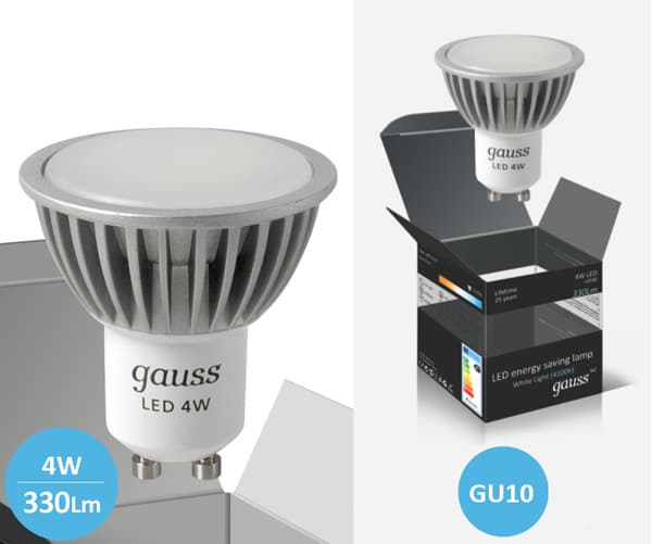 Štedljive LED sijalice 2 kom. Gauss GU10 4W 220V 4100K EB101506204