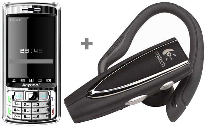 Mobilni telefon DualSIM sa TV prijemnikom AnyCool T808 + Logitech Bluetooth slušalica