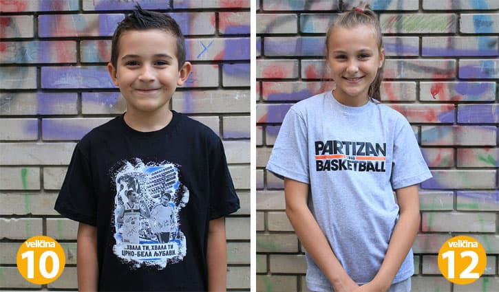 Akcija 2 za 1200 din Decije majice KK Partizan veličine 10 i 12