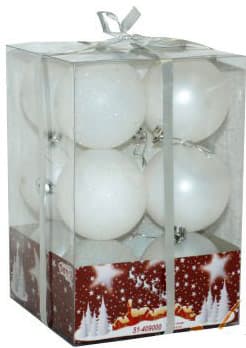 Ukrasi Za Jelku 12 komada - Kugle 8 cm bele