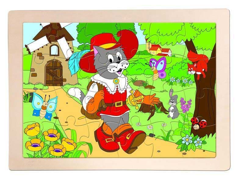 WoodyLand Drveni puzzle Mačak u čizmama 91157