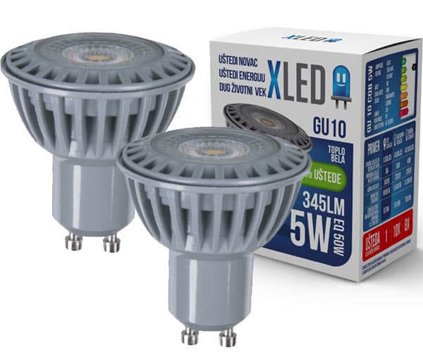 LED sijalica XLED GU10 5W 220V Toplo bela 345Lm 21185 2kom.