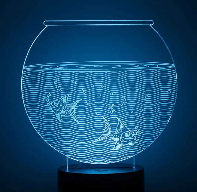 Illusions by Black Cut LED Lampa 3D Blue Aquarium