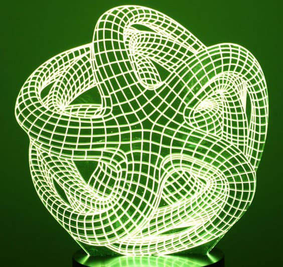 Black Cut 3D LED Lampa Star Green