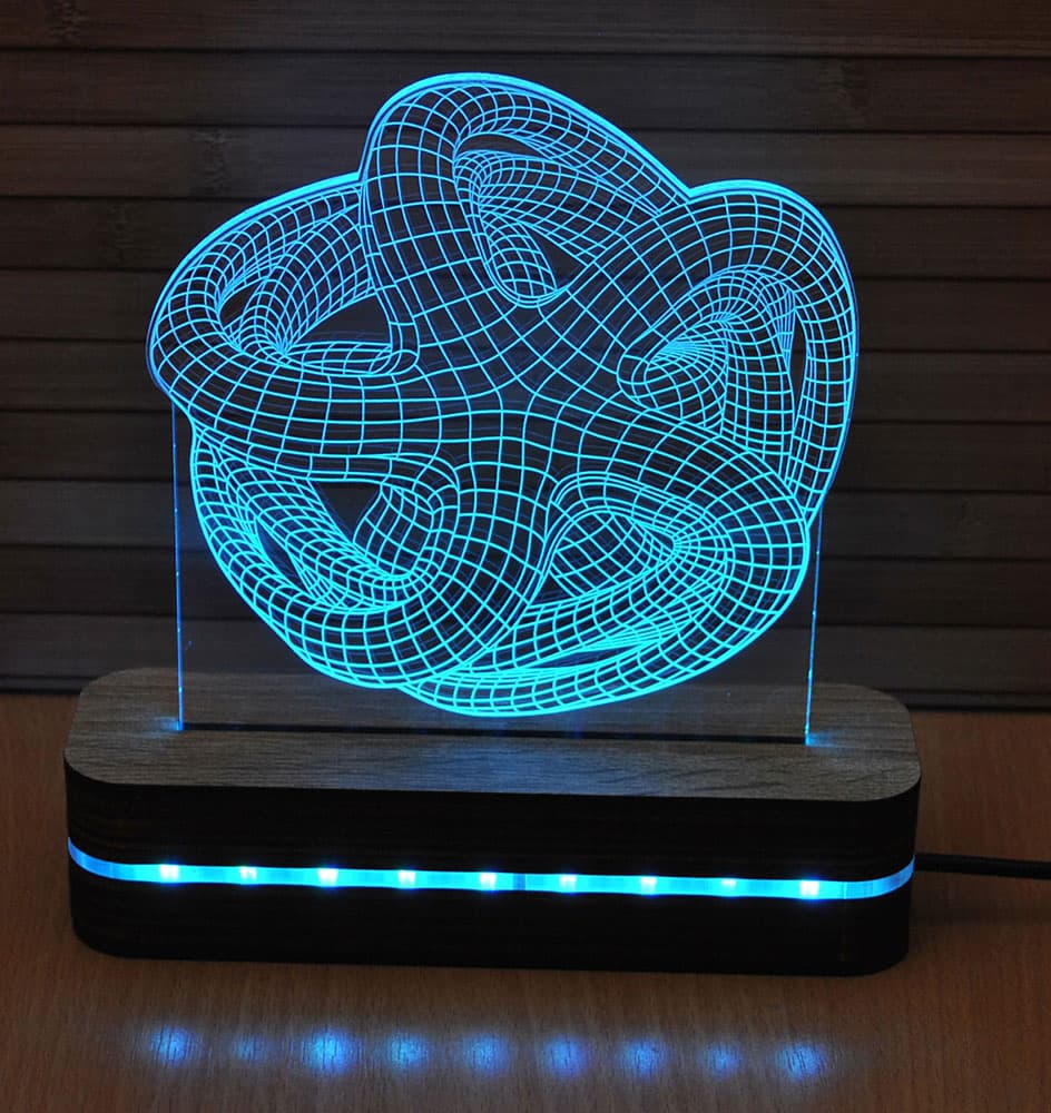 Black Cut 3D LED Lampa Blue Star