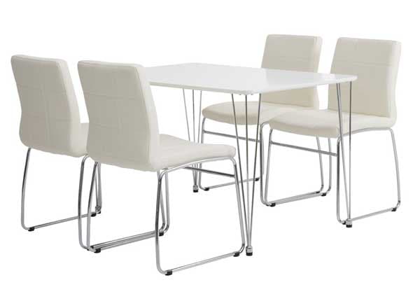 Trpezarijska garnitura Rubin Sto i 4 bele stolice