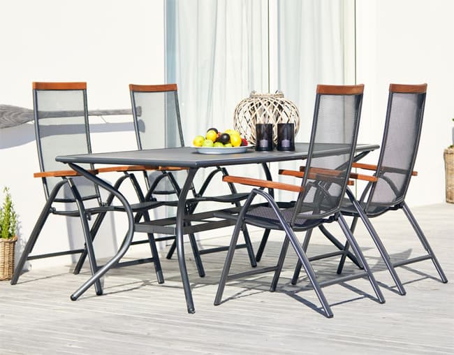 Baštenska garnitura Laura Sto i četiri podesive stolice