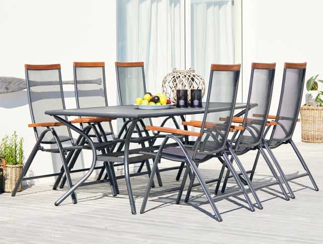 Baštenska garnitura Laura+ Sto i šest podesivih stolica