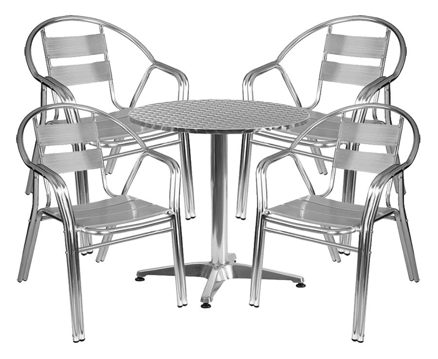 Aluminijumska bistro garnitura 4 stolice i sto