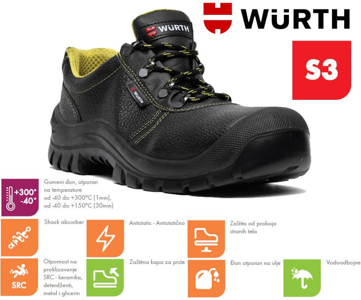 Wurth Bezbednosne cipele Rubber guard S3 plitke vel. 45