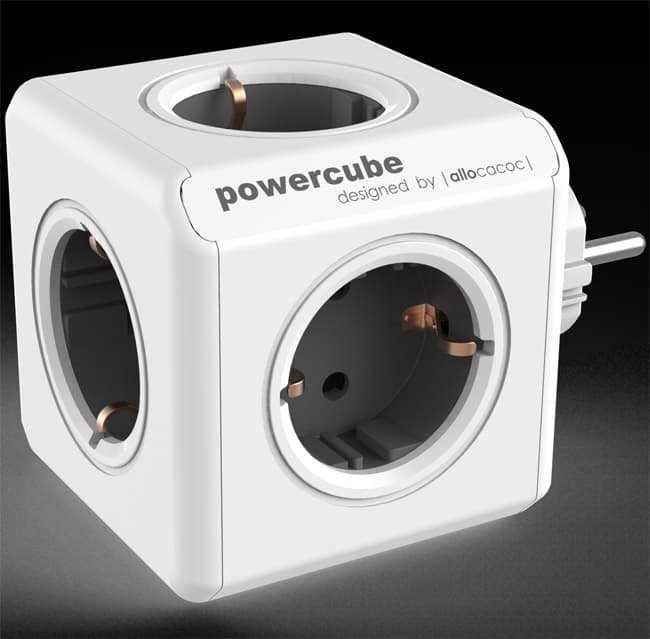 PowerCube produžni bez kabla 5 x šuko 16A/230V siva