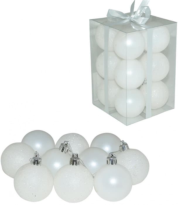 Ukrasi Za Jelku 12 komada - Kuglice 5 cm bele