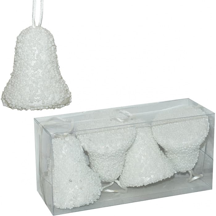 Ukrasi za jelku - bela zvona 7 cm 4 kom