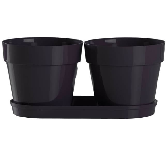 Saksije za cveće sa tacnom Frajle Mix and Play Crna