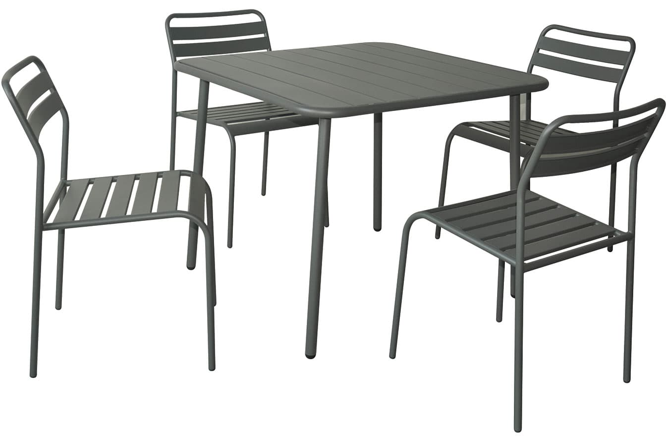Baštenska Garnitura Od Metala Simz Dark Grey - 4 Stolice i Sto