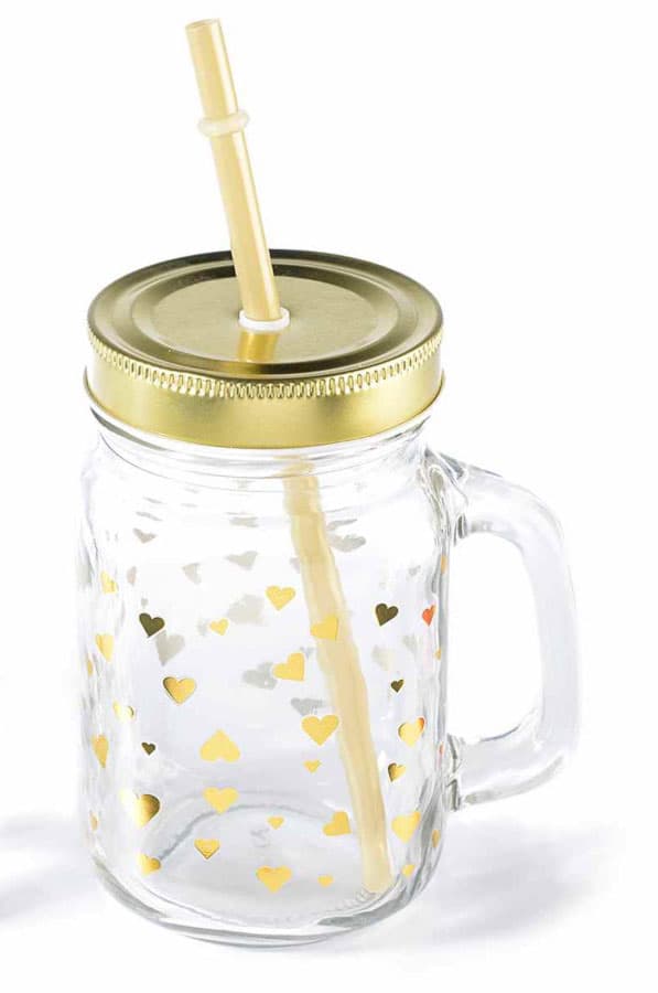 Gold čaša sa slamkom mala srca