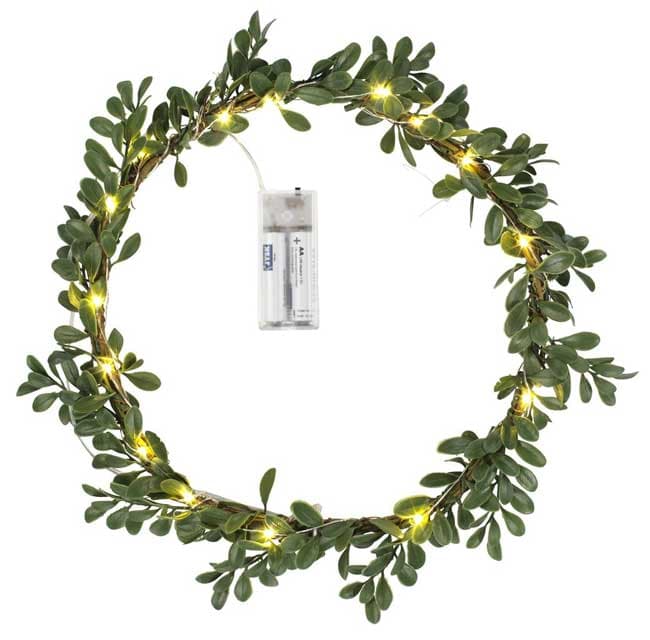 Novogodišnji dekorativni venac sa LED sijalicama na baterije 28cm