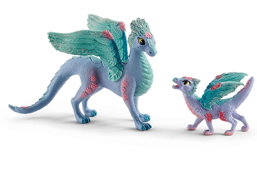 SCHLEICH Figurice Bayala - 2 figure - Cvetni zmajevi mama i beba - Porodica zmajeva 70592