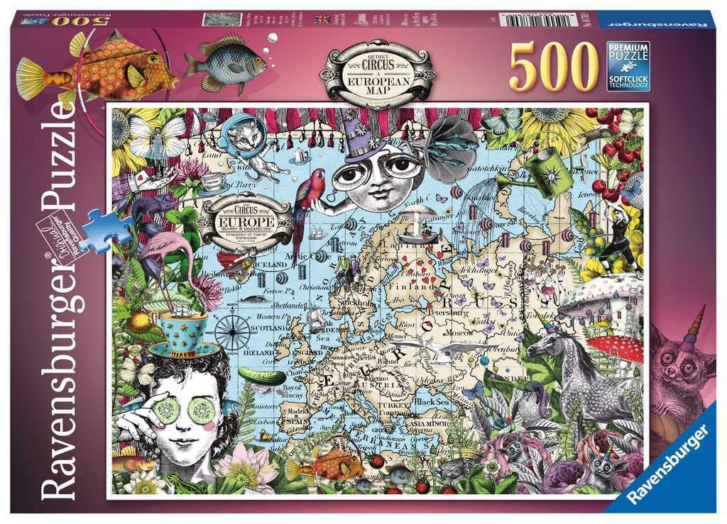 Puzzle 500 delova Quirky Circus European map Ravensburger 16760