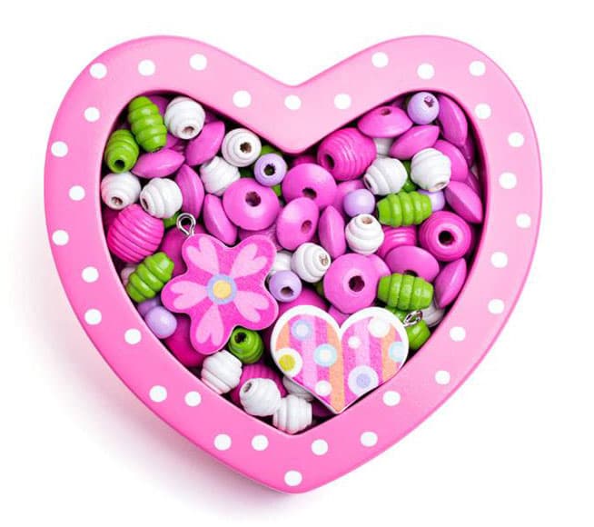 Woody Drvene perlice za nizanje - Roze srce 90214
