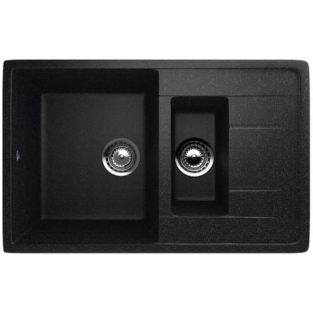 Granitna dupla sudopera sa sifonom Ulgran U205-308 četvrtasta crna