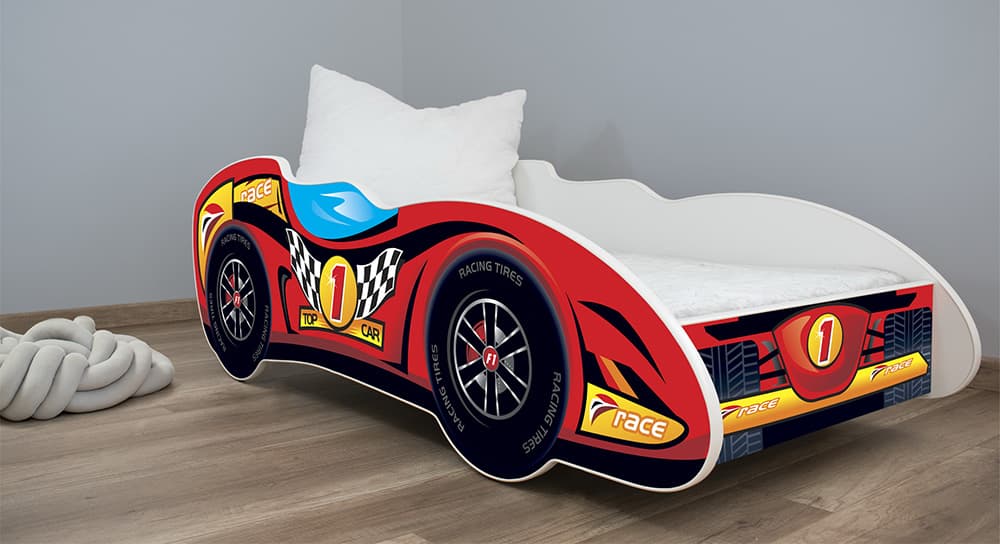 Dečiji krevet sa dušekom i letvicama formula 1 Top car 160x80cm