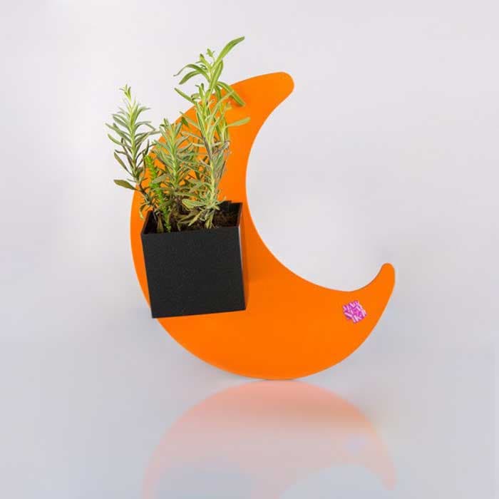 Zidni metalni panel za Magnetika saksije Mesec 20cm narandžasti