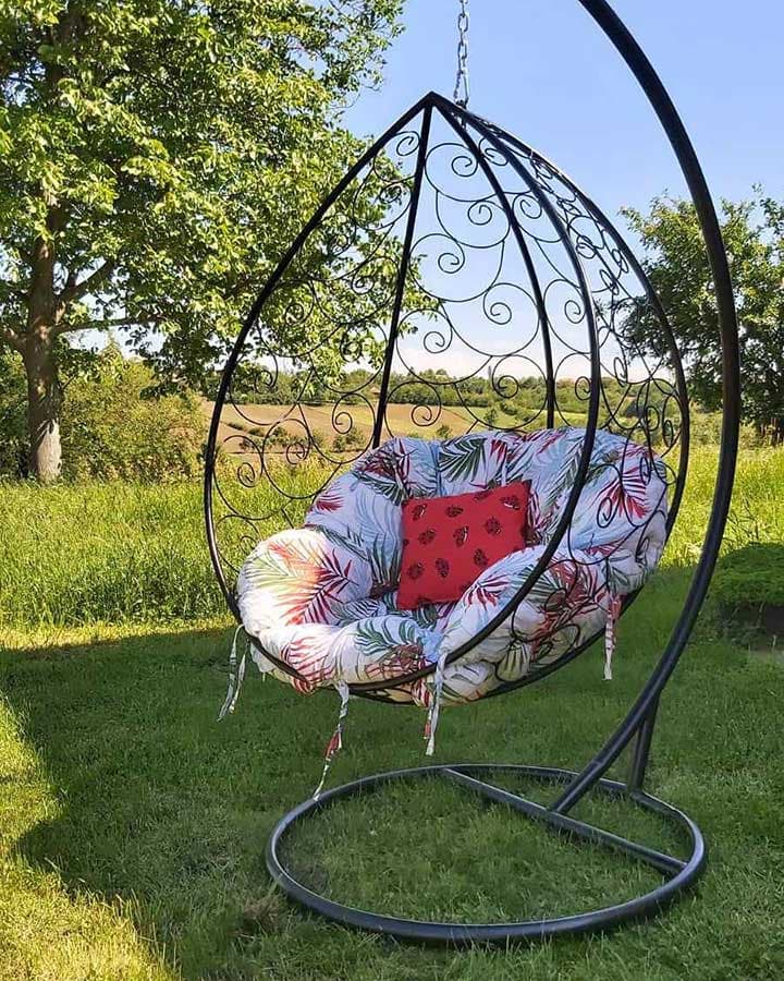 Ljuljaška Jaje - Metalna Domestico BLACK sa jastukom FLORA