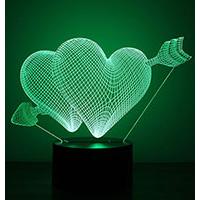 Kliknite za detalje - Black Cut 3D LED Lampa Green Hearts