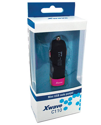 Auto punjač Xwave C110 USB 5V DC 1A ružičasti 021825 - thumbnail 0